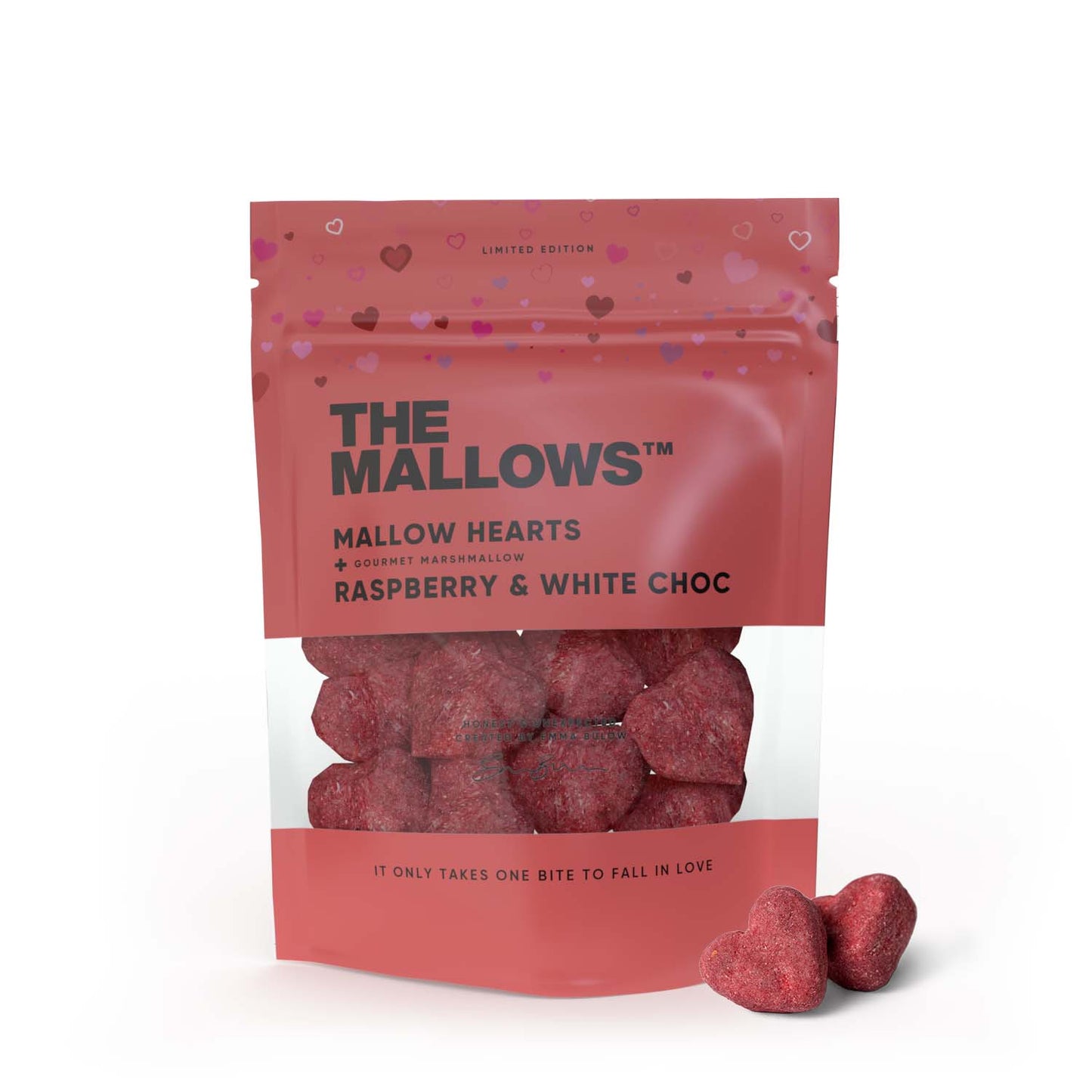 MALLOW HEARTS – MARSHMALLOWS WITH WHITE CHOCOLATE & RASPBERRY 90G